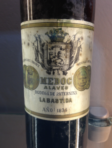 Bottle of Médoc Alavés at La Granja Remelluri.